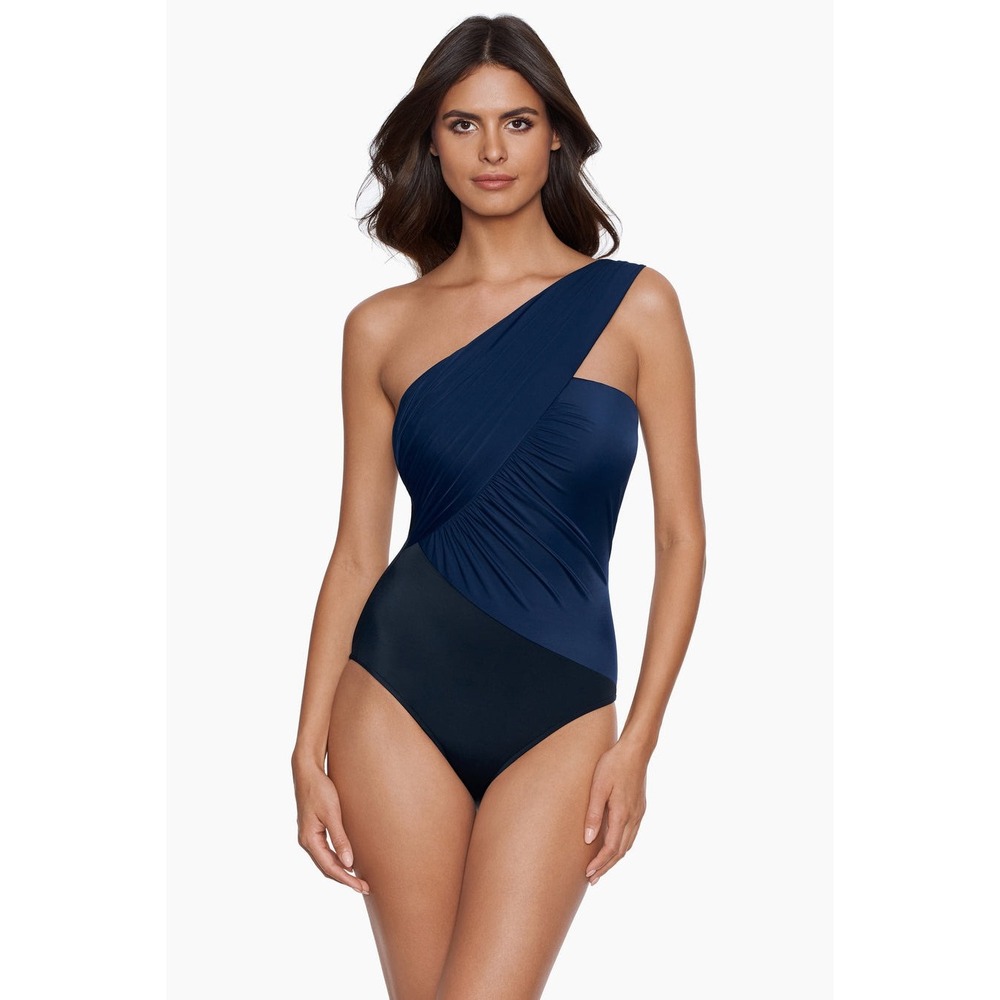 Magicsuit Solids Goddess One Shoulder Swimsuit Navy Blue Size 8 New With Tags